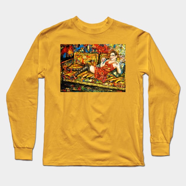 Smoking in the living room Long Sleeve T-Shirt by amoxes